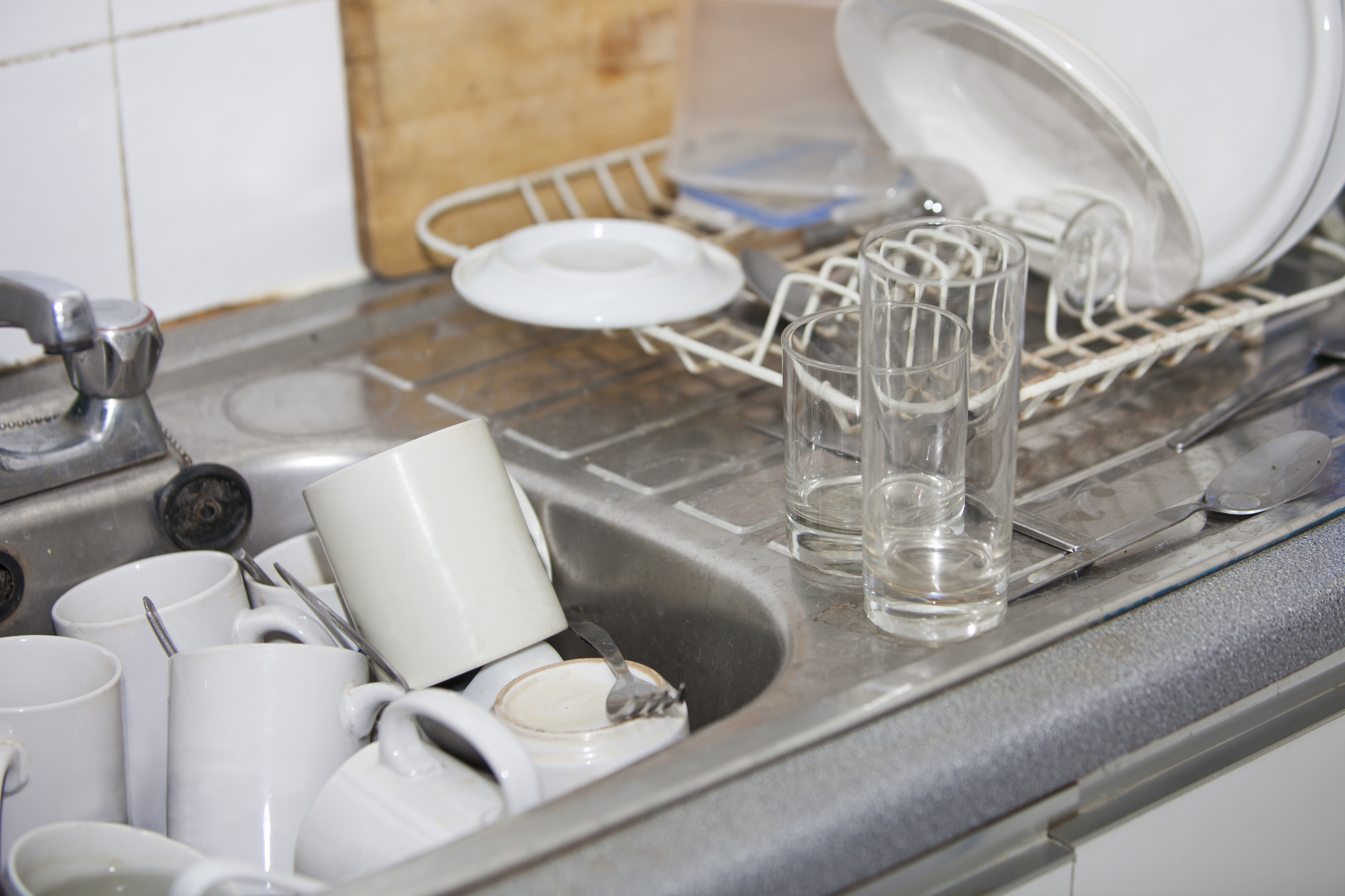 Dirty dishes in the office kitchen